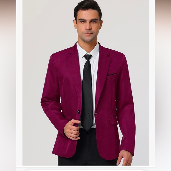 Lars Amadeus Men’s One Button Casual Sport Slim Fit Jacket- (Free Black Jacket) - Picture 2 of 3